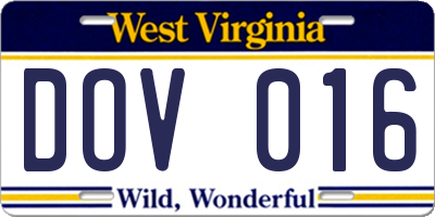 WV license plate DOV016
