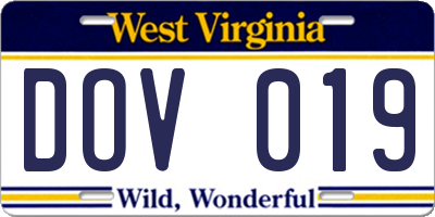 WV license plate DOV019