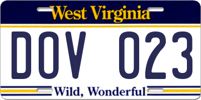 WV license plate DOV023