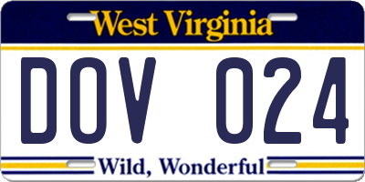 WV license plate DOV024