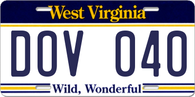 WV license plate DOV040
