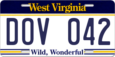 WV license plate DOV042