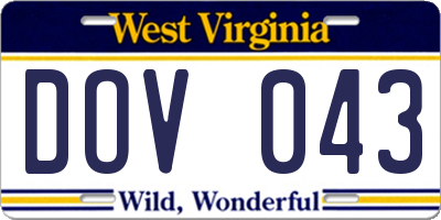 WV license plate DOV043