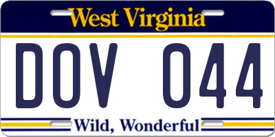 WV license plate DOV044