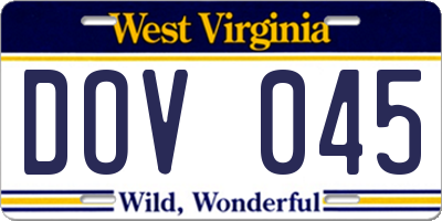 WV license plate DOV045