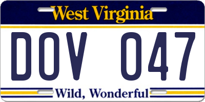 WV license plate DOV047