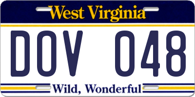 WV license plate DOV048