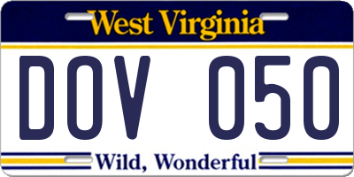 WV license plate DOV050
