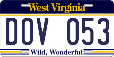 WV license plate DOV053