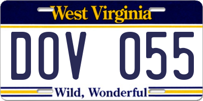 WV license plate DOV055