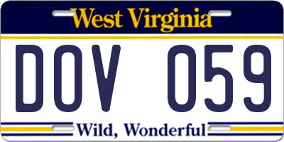 WV license plate DOV059