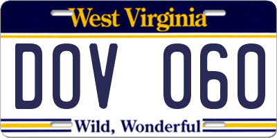WV license plate DOV060