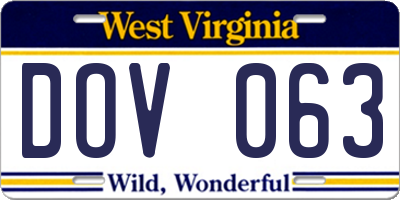 WV license plate DOV063