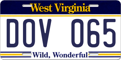WV license plate DOV065
