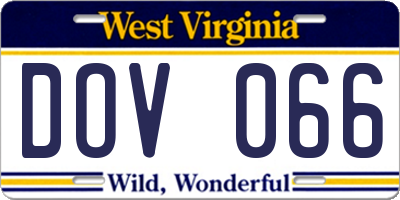 WV license plate DOV066