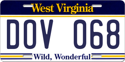 WV license plate DOV068