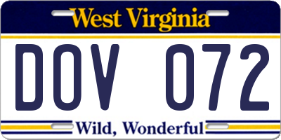 WV license plate DOV072
