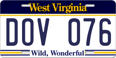 WV license plate DOV076