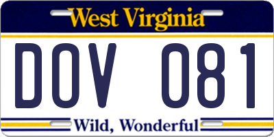 WV license plate DOV081