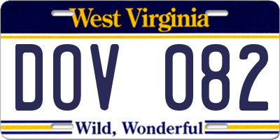 WV license plate DOV082