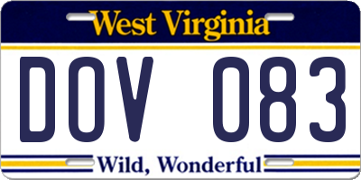 WV license plate DOV083