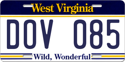 WV license plate DOV085