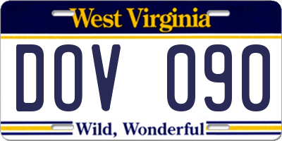 WV license plate DOV090