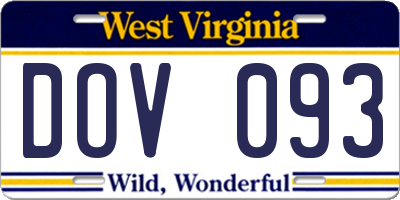 WV license plate DOV093