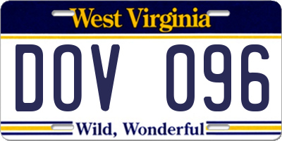 WV license plate DOV096