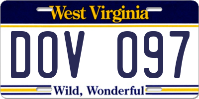WV license plate DOV097