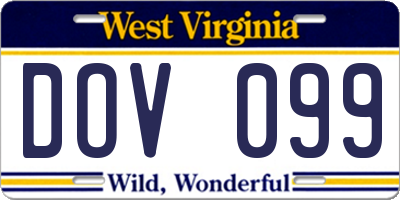 WV license plate DOV099