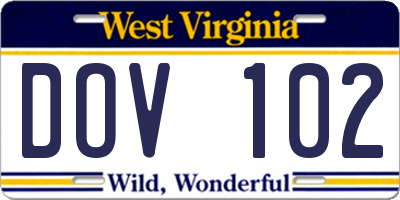 WV license plate DOV102