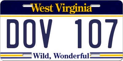 WV license plate DOV107