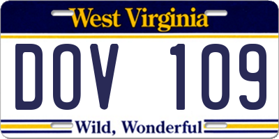WV license plate DOV109