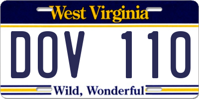 WV license plate DOV110