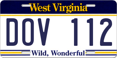 WV license plate DOV112
