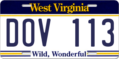 WV license plate DOV113