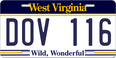 WV license plate DOV116