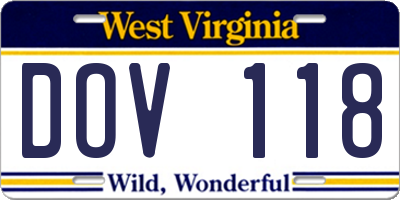 WV license plate DOV118