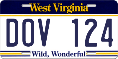 WV license plate DOV124