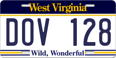 WV license plate DOV128
