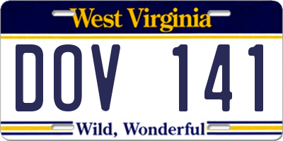 WV license plate DOV141
