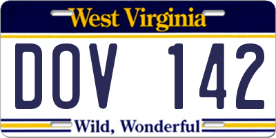 WV license plate DOV142