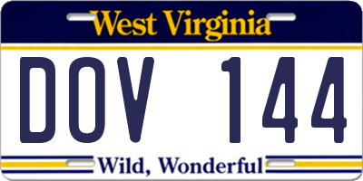 WV license plate DOV144