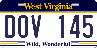 WV license plate DOV145