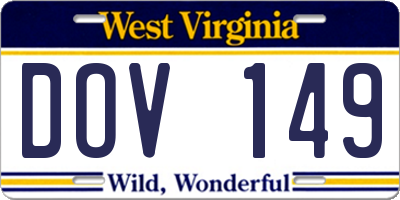 WV license plate DOV149