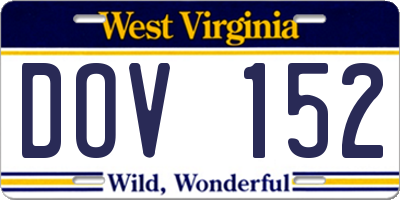 WV license plate DOV152
