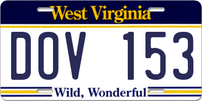 WV license plate DOV153