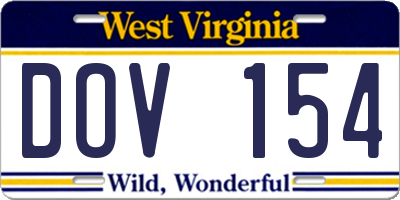 WV license plate DOV154