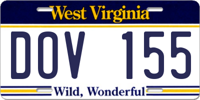 WV license plate DOV155